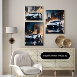 lamboghini 03 set of digital prints, wall decor, digital art, posters, living room art, car lovers - digital download