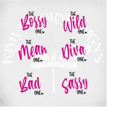 matching best friends svg  and dxf cut files only, the bossy, fancy, emotional, sassy, caring, loud, quiet one,  & wild