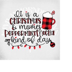 christmas and hot chocolate kind of day svg, dxf, png and printable jpeg for iron on transfer paper. instant download.