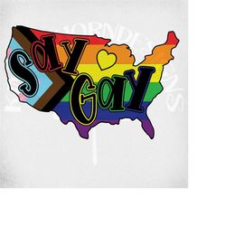 say gay rainbow usa multi-layered svg and dxf cut files, printable png and mirrored jpeg for iron on transfer paper. ins