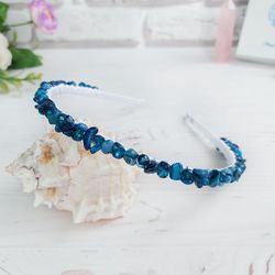 boho wedding blue coral crystal crown, beaded bridal tiara, jeweled headpiece bridesmaid, christmas women headband gift