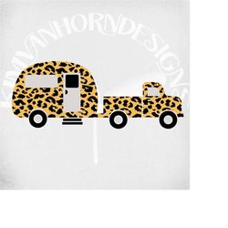 truck and camper svg, leopard layer svg, dxf, png & printable jpeg for iron on transfer paper. layers only in svg and dx