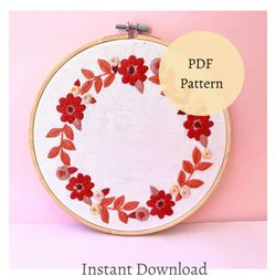 pdf pattern -floral embroidery for beginners autumn embroidery design