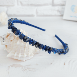 sodalite navy blue woman hair accessories, gemstone crystals headband, bling rustic wedding crown, sparkly bridal tiara