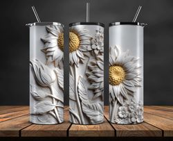 3d flowers tumbler wrap, 3d floral sublimation tumbler design,instant digital download png 01