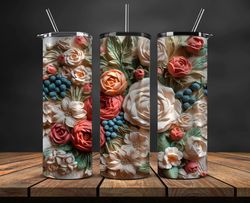 3d flowers tumbler wrap, 3d floral sublimation tumbler design,instant digital download png 16