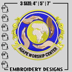 agape worship center embroidery design, logo embroidery, logo design, embroidery file, instant download.