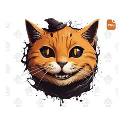 halloween cat png - cat face, funny cat svg, kitten svg, kids halloween, and spooky black cat clip art - instant downloa