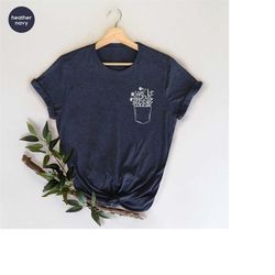 Pocket Flower Shirt, Pocket Plant Tee, Botanical Shirt, Floral Shirt, Pocket Shirts For Her, Gardening Shirt, Aesthetic