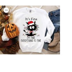 christmas lights shirt, cute xmas cat graphic tees, santa cat kids tshirt, sarcastic shirts, christmas party gift, every