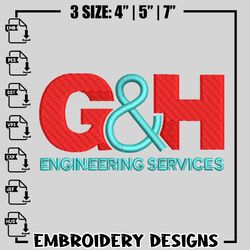 h&g engineering logo embroidery design, h&g engineering embroidery, logo design, embroidery file, instant download.