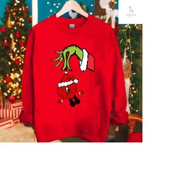 grinch hand sweatshirt, grinch hand heart christmas sweatshirt, christmas grinch shirt, grinch life, christmas grinch