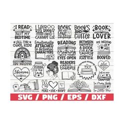 reading svg bundle / cut files / commercial use / cricut / clip art / reading books svg / printable / vector / book love