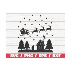 merry christmas svg / christmas scene with santa svg / cut file / cricut / commercial use / silhouette / snowman svg / c