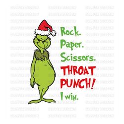 grinch rock paper scissors throat punch png, grinch christmas png sublimation download