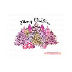 pink christmas trees png files sublimation designs,  cheetah christmas tree png, pink gold glitter christmas tree png fi