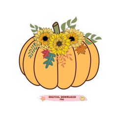 sunflower pumpkin png, pumpkin clipart sunflower clipart ,fall clipart for sublimation designs stickers  garden clipart
