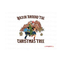 rockin around the christmas tree,  bronco cowboy  western png sublimations, rodeo designs downloads, png clipart sublima