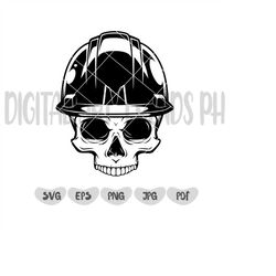 skull with hard hat svg | construction svg | engineer svg | construction t-shirt | cricut & silhouette | printable | vec