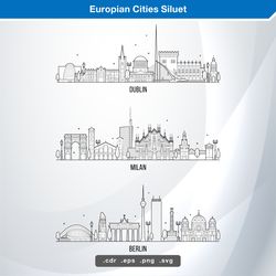 european cities siluet svg digital vector