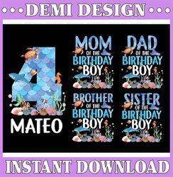 personalized name birthday sea fish ocean png, ocean birthday family matching png, animals aquarium birthday, digital