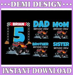personalized birthday monster truck party, family matching monster truck birthday crew png, birthday family truck png