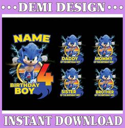 personalized sonic birthday png, custom sonic hedgehog birthday png, birthday boy girl png, custom family birthday