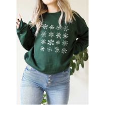 hand draw snowflake sweatshirt, holiday sweater, minimal christmas sweater, family christmas gifts, cozy christmas gift,