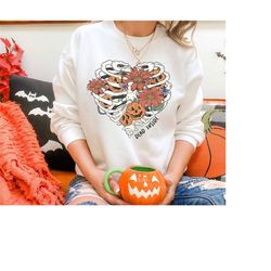 dead inside sweatshirt, cute halloween sweatshirt, halloween sweatshirt, skeleton sweatshirt, retro halloween sweatshirt