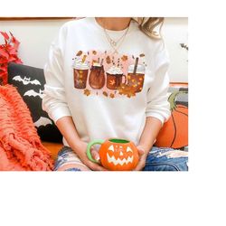 fall coffee sweatshirt, coffee lovers sweatshirt, cute fall sweatshirt women, pumpkin spice latte sweatshirt,  pumpkin s