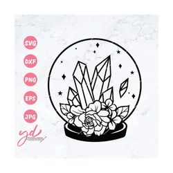 crystal with flower svg | crystal ball svg | mystical svg | floral crystal ball svg | psychic svg | witchy svg | magic c