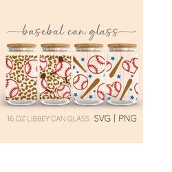 4 designs baseball  16 oz glass can cut file, baseball libbey can glass svg, baseball svg, baseball, cricut, sports svg,