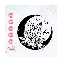 weed moon svg | cannabis crystal moon svg | weed crystal moon | crystal svg | weed svg | cannabis svg | marijuana svg |