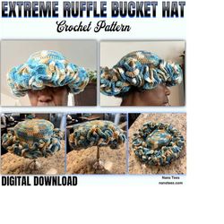 extreme ruffle bucket hat pattern | crochet ruffle bucket hat pattern | crochet patterns | crochet hat pattern | instant