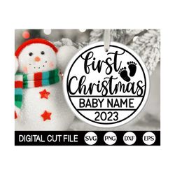 first christmas 2023 svg, christmas ornament, baby name ornament cut file, christmas sign svg, baby monogram gift, svg f