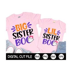 big sister halloween svg, little sister, ghost svg, halloween costume, spooky svg, baby halloween shirt svg, png, svg fi