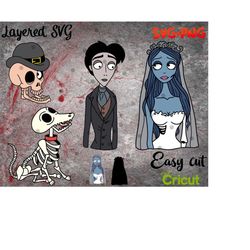 Layered SVG Bundle Corpse Bride for Cricut, Horror Svg, Vinyl File, Ghost svg and png, Horror Movie svg png