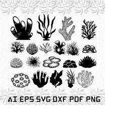 corals svg, seaweed svg, under the sea plants svg, aquarium plants, ocean life, svg, ai, pdf, eps, svg, dxf, png