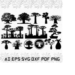 baobab svg, baobab tree svg, africa tree svg, tree, savanna, svg, ai, pdf, eps, svg, dxf, png