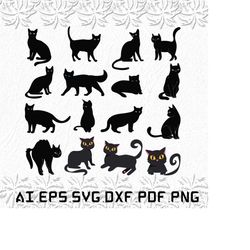 black cats svg, black cat svg, animal svg, black, cats, svg, ai, pdf, eps, svg, dxf, png