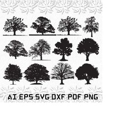 oak tree svg, trees svg, oak svg, leaf, tree, svg, ai, pdf, eps, svg, dxf, png