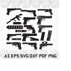 gun silencer svg, gun silencers svg, guns svg, gun, silencer, svg, ai, pdf, eps, svg, dxf, png