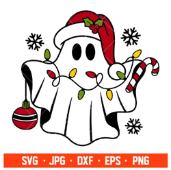 christmas ghost svg-christmas svg-spooky christmas svg-santa-claus svg-cricut silhouette vector cut file