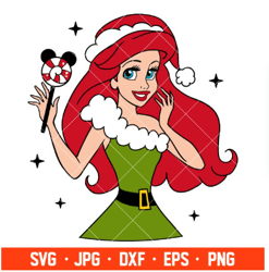christmas ariel svg-little mermaid svg-disney christmas svg-santa claus svg- cricut silhouette vector cut fileh