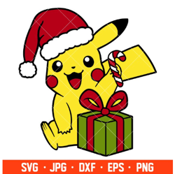 christmas pikachu svg-christmas svg-merry christmas svg-pokemon svg-cricut silhouette vector cut file