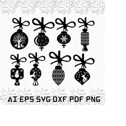 christmas ornament svg, christmas balls svg, snowflake svg, christmas svg, ai, pdf, eps, svg, dxf, png
