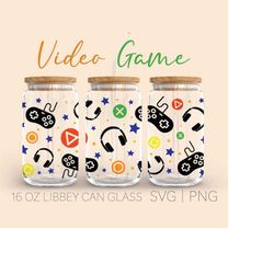 video game glass can wrap svg | libbey 16 oz beer can glass svg | instant digital download | cricut design | svg png