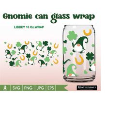 gnome glass wrap svg, shamrock can glass svg,easter leopard svg,st patricks day ,16oz libbey can glass wrap,circut  cut