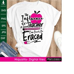 the influence of a good teacher can never be erased svg ,teacher svg ,teacher shirt svg,teacher life svg,instant downloa