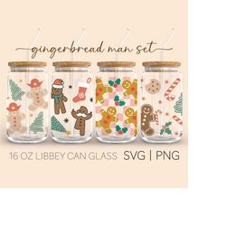 gingerbread man set  16oz glass can cutfile, gingerbread man svg, gingerbread, funny christmas svg, svg files for cricut